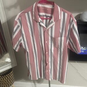Abercrombie & Fitch Pink Striped Casual Button Down Shirt